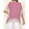 imageFalechay Womens Casual V Neck Floral Tops Batwing Sleeve Blouse Loose Fitting Shirts Boho Flowy Side Slit TeesPink