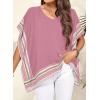 imageFalechay Womens Casual V Neck Floral Tops Batwing Sleeve Blouse Loose Fitting Shirts Boho Flowy Side Slit TeesPink