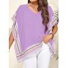 imageFalechay Womens Casual V Neck Floral Tops Batwing Sleeve Blouse Loose Fitting Shirts Boho Flowy Side Slit TeesPurple