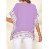 imageFalechay Womens Casual V Neck Floral Tops Batwing Sleeve Blouse Loose Fitting Shirts Boho Flowy Side Slit TeesPurple