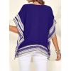 imageFalechay Womens Casual V Neck Floral Tops Batwing Sleeve Blouse Loose Fitting Shirts Boho Flowy Side Slit TeesRoyal Blue