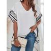 imageFalechay Womens Casual V Neck Floral Tops Batwing Sleeve Blouse Loose Fitting Shirts Boho Flowy Side Slit TeesWhite