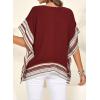 imageFalechay Womens Casual V Neck Floral Tops Batwing Sleeve Blouse Loose Fitting Shirts Boho Flowy Side Slit TeesWine Red