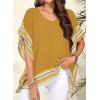 imageFalechay Womens Casual V Neck Floral Tops Batwing Sleeve Blouse Loose Fitting Shirts Boho Flowy Side Slit TeesYellow
