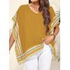 imageFalechay Womens Casual V Neck Floral Tops Batwing Sleeve Blouse Loose Fitting Shirts Boho Flowy Side Slit TeesYellow