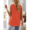 imageFalechay Womens Summer Tops V Neck Blouses for Women Boho Clothing Dressy Casual Flowy Lace Sleeveless Shirts TanktopsBright Orange