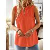 imageFalechay Womens Summer Tops V Neck Blouses for Women Boho Clothing Dressy Casual Flowy Lace Sleeveless Shirts TanktopsBright Orange