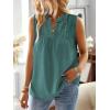 imageFalechay Womens Summer Tops V Neck Blouses for Women Boho Clothing Dressy Casual Flowy Lace Sleeveless Shirts TanktopsCyan