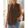 imageFalechay Womens Summer Tops V Neck Blouses for Women Boho Clothing Dressy Casual Flowy Lace Sleeveless Shirts TanktopsEspresso