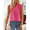 imageFalechay Womens Summer Tops V Neck Blouses for Women Boho Clothing Dressy Casual Flowy Lace Sleeveless Shirts TanktopsHot Pink