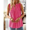 imageFalechay Womens Summer Tops V Neck Blouses for Women Boho Clothing Dressy Casual Flowy Lace Sleeveless Shirts TanktopsHot Pink