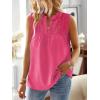 imageFalechay Womens Summer Tops V Neck Blouses for Women Boho Clothing Dressy Casual Flowy Lace Sleeveless Shirts TanktopsHot Pink