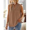 imageFalechay Womens Summer Tops V Neck Blouses for Women Boho Clothing Dressy Casual Flowy Lace Sleeveless Shirts TanktopsMocha