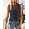 imageFalechay Womens Summer Tops V Neck Blouses for Women Boho Clothing Dressy Casual Flowy Lace Sleeveless Shirts TanktopsNavy Blue