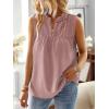 imageFalechay Womens Summer Tops V Neck Blouses for Women Boho Clothing Dressy Casual Flowy Lace Sleeveless Shirts TanktopsPink
