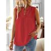 imageFalechay Womens Summer Tops V Neck Blouses for Women Boho Clothing Dressy Casual Flowy Lace Sleeveless Shirts TanktopsRed