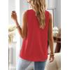 imageFalechay Womens Summer Tops V Neck Blouses for Women Boho Clothing Dressy Casual Flowy Lace Sleeveless Shirts TanktopsRed