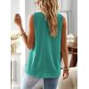 imageFalechay Womens Summer Tops V Neck Blouses for Women Boho Clothing Dressy Casual Flowy Lace Sleeveless Shirts TanktopsTurquoise