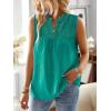 imageFalechay Womens Summer Tops V Neck Blouses for Women Boho Clothing Dressy Casual Flowy Lace Sleeveless Shirts TanktopsTurquoise