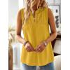imageFalechay Womens Summer Tops V Neck Blouses for Women Boho Clothing Dressy Casual Flowy Lace Sleeveless Shirts TanktopsYellow