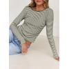 imageFalechay Long Sleeve Shirts for Women Sexy Backless Striped Tops Going Out TShirt Y2K Crop Womens Blouse Boat Neck OutfitArmy Green and White