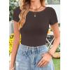 imageFalechay Long Sleeve Shirts for Women Sexy Backless Striped Tops Going Out TShirt Y2K Crop Womens Blouse Boat Neck OutfitAsolid Brown
