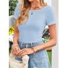imageFalechay Long Sleeve Shirts for Women Sexy Backless Striped Tops Going Out TShirt Y2K Crop Womens Blouse Boat Neck OutfitAsolid Sky Blue