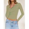 imageFalechay Long Sleeve Shirts for Women Sexy Backless Striped Tops Going Out TShirt Y2K Crop Womens Blouse Boat Neck OutfitGreen and Orange