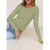 imageFalechay Long Sleeve Shirts for Women Sexy Backless Striped Tops Going Out TShirt Y2K Crop Womens Blouse Boat Neck OutfitGreen and Orange
