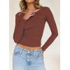imageFalechay Long Sleeve Shirts for Women Sexy Backless Striped Tops Going Out TShirt Y2K Crop Womens Blouse Boat Neck OutfitGrey and Orange