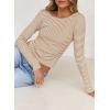 imageFalechay Long Sleeve Shirts for Women Sexy Backless Striped Tops Going Out TShirt Y2K Crop Womens Blouse Boat Neck OutfitKhaki and White