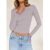 imageFalechay Long Sleeve Shirts for Women Sexy Backless Striped Tops Going Out TShirt Y2K Crop Womens Blouse Boat Neck OutfitLight Blue and Pink