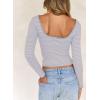 imageFalechay Long Sleeve Shirts for Women Sexy Backless Striped Tops Going Out TShirt Y2K Crop Womens Blouse Boat Neck OutfitLight Blue and Pink