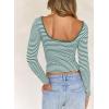 imageFalechay Long Sleeve Shirts for Women Sexy Backless Striped Tops Going Out TShirt Y2K Crop Womens Blouse Boat Neck OutfitLight Green and White