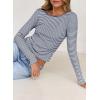 imageFalechay Long Sleeve Shirts for Women Sexy Backless Striped Tops Going Out TShirt Y2K Crop Womens Blouse Boat Neck OutfitNavy Blue and White