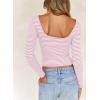 imageFalechay Long Sleeve Shirts for Women Sexy Backless Striped Tops Going Out TShirt Y2K Crop Womens Blouse Boat Neck OutfitPink