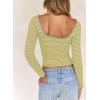 imageFalechay Long Sleeve Shirts for Women Sexy Backless Striped Tops Going Out TShirt Y2K Crop Womens Blouse Boat Neck OutfitPurple and Yellow