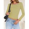 imageFalechay Long Sleeve Shirts for Women Sexy Backless Striped Tops Going Out TShirt Y2K Crop Womens Blouse Boat Neck OutfitPurple and Yellow