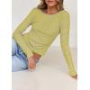 imageFalechay Long Sleeve Shirts for Women Sexy Backless Striped Tops Going Out TShirt Y2K Crop Womens Blouse Boat Neck OutfitPurple and Yellow
