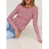 imageFalechay Long Sleeve Shirts for Women Sexy Backless Striped Tops Going Out TShirt Y2K Crop Womens Blouse Boat Neck OutfitRed and White
