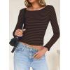 imageFalechay Long Sleeve Shirts for Women Sexy Backless Striped Tops Going Out TShirt Y2K Crop Womens Blouse Boat Neck OutfitRoyal Blue and Camel