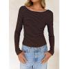 imageFalechay Long Sleeve Shirts for Women Sexy Backless Striped Tops Going Out TShirt Y2K Crop Womens Blouse Boat Neck OutfitRoyal Blue and Camel