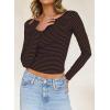 imageFalechay Long Sleeve Shirts for Women Sexy Backless Striped Tops Going Out TShirt Y2K Crop Womens Blouse Boat Neck OutfitRoyal Blue and Camel