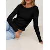 imageFalechay Long Sleeve Shirts for Women Sexy Backless Striped Tops Going Out TShirt Y2K Crop Womens Blouse Boat Neck OutfitSolid Black