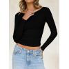 imageFalechay Long Sleeve Shirts for Women Sexy Backless Striped Tops Going Out TShirt Y2K Crop Womens Blouse Boat Neck OutfitSolid Black