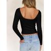 imageFalechay Long Sleeve Shirts for Women Sexy Backless Striped Tops Going Out TShirt Y2K Crop Womens Blouse Boat Neck OutfitSolid Black