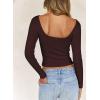 imageFalechay Long Sleeve Shirts for Women Sexy Backless Striped Tops Going Out TShirt Y2K Crop Womens Blouse Boat Neck OutfitSolid Brown