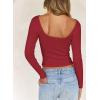 imageFalechay Long Sleeve Shirts for Women Sexy Backless Striped Tops Going Out TShirt Y2K Crop Womens Blouse Boat Neck OutfitSolid Red