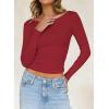 imageFalechay Long Sleeve Shirts for Women Sexy Backless Striped Tops Going Out TShirt Y2K Crop Womens Blouse Boat Neck OutfitSolid Red