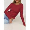 imageFalechay Long Sleeve Shirts for Women Sexy Backless Striped Tops Going Out TShirt Y2K Crop Womens Blouse Boat Neck OutfitSolid Red